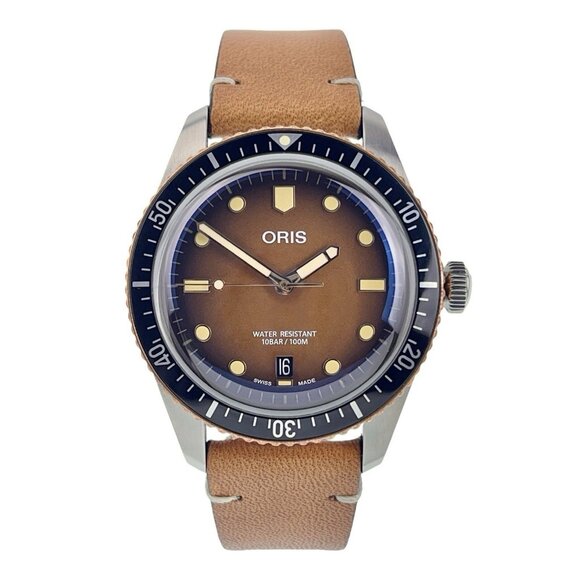 Oris Divers Sixty Five Stainless Steel Brown Dial 40mm Automatic Mens Watch 7707 - Picture 1 of 8